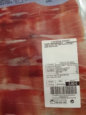 Jamón gran reserva Mercadona , code 230583510007504000003000