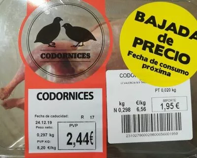 Codornices Mercadona , code 231027960029800656001959