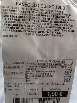 Panecillo queso 10 uds Mercadona , code 232836530000100150001507