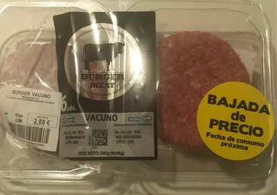 Burger meat vacuno Beef Chef 540 g, code 233028730000100288002889