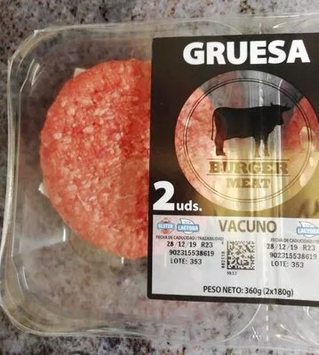 Burger vacuno gruesa  360 g, code 233035470000100234002340