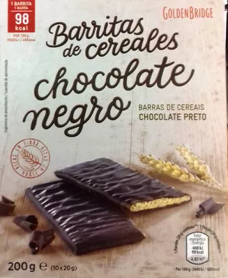 Barritas de cereales chocolate negro GoldenBridge 200 g (10 x 20 g), code 24001885