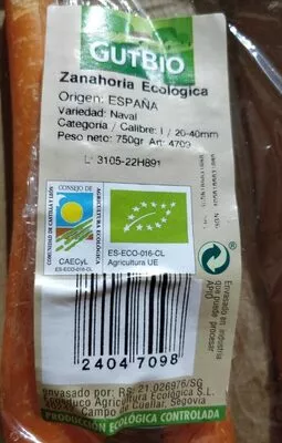 Pastanaga ecològica, Zanahoria Ecológica Gutbio 750 g, code 24047098