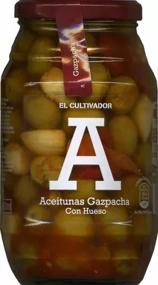 Aceitunas aliñadas Gazpacha El Cultivador 975 g (neto), 600 g (escurrido), 960 ml, code 24051255