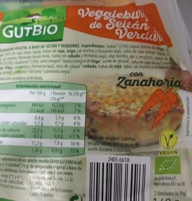 Veggieburger de serían y verduras GutBio 140 g (2 x 70 g), code 24056618