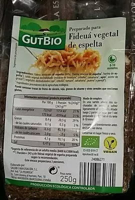 Fideua de espelta integral con verduras GutBio 250 g, code 24086271