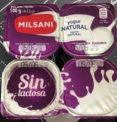 Yogur sabor a fresa sin lactosa Milsani 4 x 125 g, code 24088121