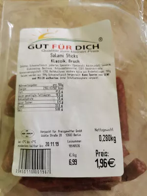 Salami Sticks Klassik, Bruch Gut für Dich 280 g, code 2450110001967