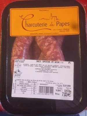 Saucisse nature Charcuterie Des Papes , code 2454828046111