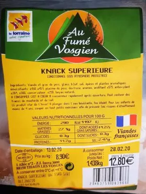 Knack supérieure Au Fumé Vosgien 1,438 kg, code 2463759083966