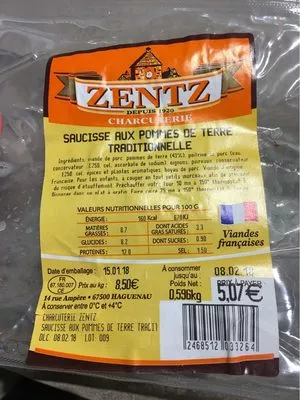 Saucisse aux pommes de terre Zentz , code 2468512033264