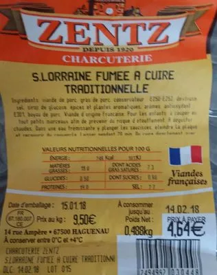 Saucisse de lorraine à cuire traditionnelle Zentz 0.488 kg, code 2494992030448