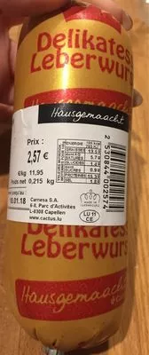 Hausgenaacht Delikatess Leberwurst 0,215 kg, code 2530844002574