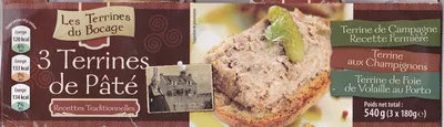 3 Terrines de Pâté - Recettes Traditionnelles Les Terrines du Bocage 540 g (3 x 180 g), code 26013992