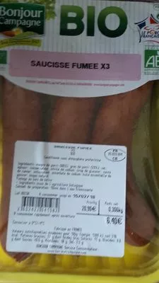 Saucisse fumée Bonjour Campagne , code 2602422041982