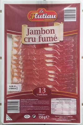 Jambon cru de Westphalie fumé - 13 tranches Le Flutiau 150 g, code 26067452