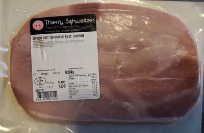 jambon cuit supérieur avec couenne Thierry Schweitzer 264g, code 2637601030310