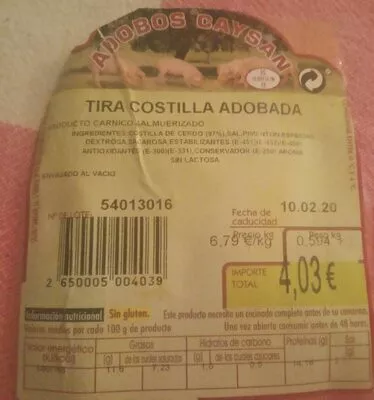 Tira de Costilla Adobada  , code 2650005004039