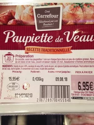 Paupiettes de veau Carrefour , code 2672897045594