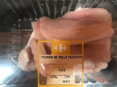 Pechuga de pollo fileteada carrefour , code 2951357004471