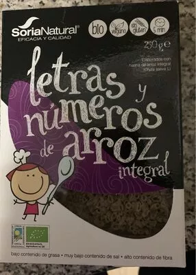 Letras y numeros de arroz integral  250 g, code 2968558001956