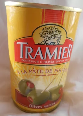 Olives vertes à la pâte de poivron Tramier 130 g , code 3017232003157