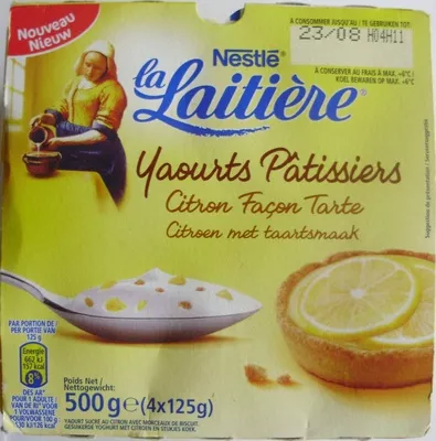 Yaourts Pâtissiers, Citron Façon Tarte (4 Pots) Nestlé, La Laitière 500 g (4 x 125 g), code 3023290419816