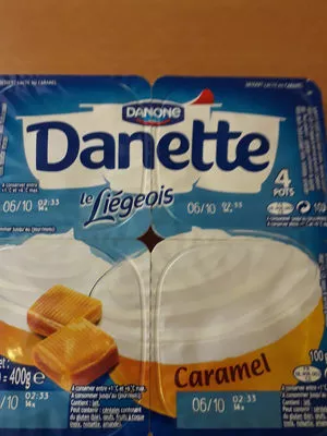 Danette Le Liégeois Caramel Danone, Danette 400 g (4* 100 g), code 3033491136443