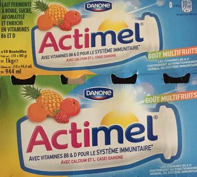 Actimel multifruits Danone, Actimel 10 x 100 g, code 3033491213137