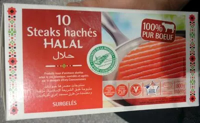 10 steaks hachés halal Sans Marque 800 g, code 3039050162502