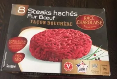 Steaks Hachés Pur Bœuf Façon Bouchère Race Charolaise Sans marque 1 kg (8 *125 g), code 3039050166036