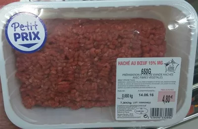 Haché au Boeuf 15% MG Sans Marque, Petit Prix, Socopa 650 g, code 3039050332554