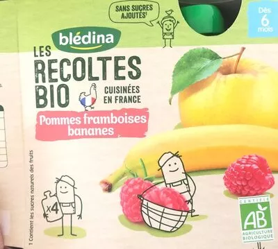 Compote pommes framboises bananes Blédina , code 3041091349569