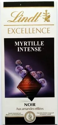 Excellence Myrtille Intense Noir aux amandes effilées Lindt 100 g, code 3046920029452