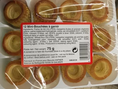 12 Mini-Bouchées à garnir Sans marque, Biscuits Hafner 75 g, code 3068220101157