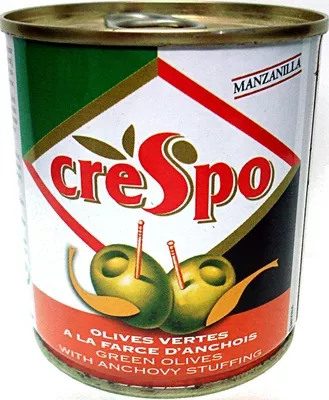 Grüne Oliven mit Sardellenpaste Crespo 200 g, Abtropfgewicht 85 g, code 3076820042145