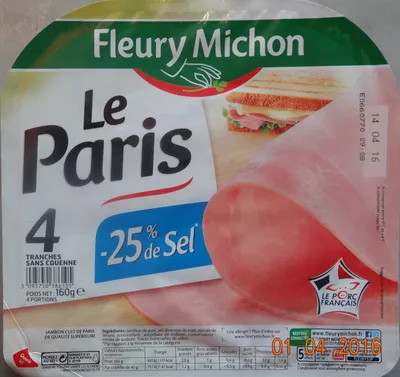 Le Paris (- 25 % de Sel) Fleury Michon 160 g (4 tranches), code 3095750386105