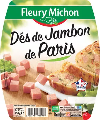 Dés de jambon de Paris - 2x75g. Fleury Michon 150 g, code 3095751916011