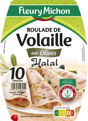 Roulade de volaille olives Halal - 10 tr. Fleury Michon 120 g, code 3095752123012