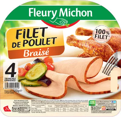 Filet de poulet braisé - 4 tranches épaisses Fleury Michon 120 g, code 3095753005010