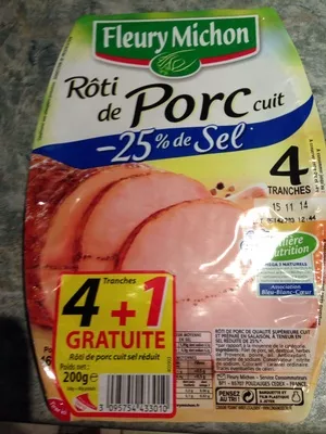 Rôti de Porc cuit (-25% de Sel) Fleury Michon 200g, code 3095754433010