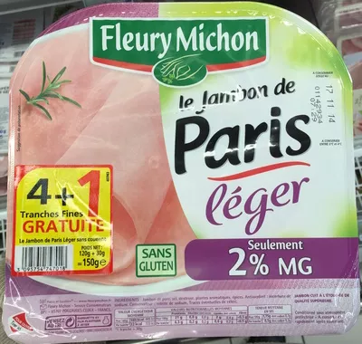 Le Jambon de Paris léger (2% M.G) Fleury Michon 150g, code 3095754747018