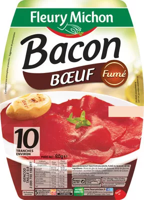 Bacon boeuf fumé - 10 tranches environ Fleury Michon 80 g, code 3095755156017