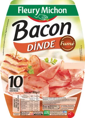 Bacon dinde fumé - 10 tranches environ Fleury Michon 80 g, code 3095755157014