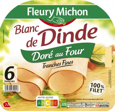 Blanc de dinde Doré au four Fleury Michon 180 g, code 3095756309016