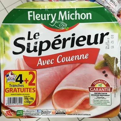 Le Supérieur avec Couenne (4+2 gratuites) Fleury Michon 240 g, code 3095757538101