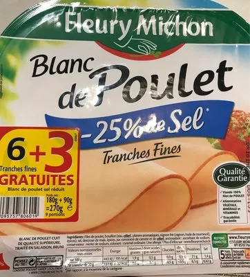 Blanc de Poulet -25% de sel Fleury Michon 270 g (180g+90g gratuit), code 3095757806019