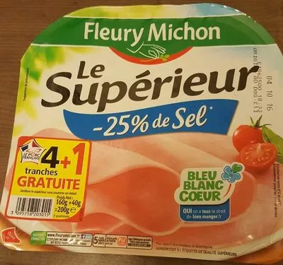 Jambon sans couenne sel reduit Fleury michon 200 g, code 3095758203015