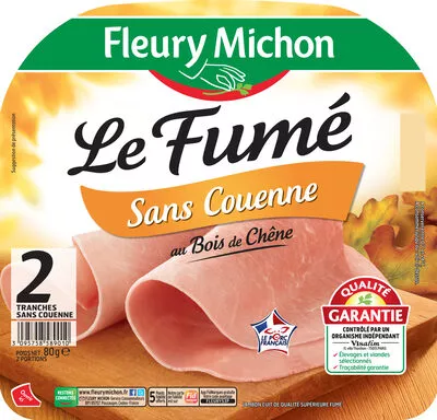 Jambon Le Fumé sans couenne - 2 tr. Fleury Michon 80 g, code 3095758589010