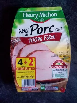 Rôti de porc cuit 100% filet Fleury Michon , code 3095758638015